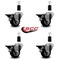 Service Caster 3'' Black Poly Swivel 1-3/8'' Expanding Stem Caster Set with Brake, 4PK SCC-EX20S314-PPUB-BLK-PLB-138-4 - alternate 4